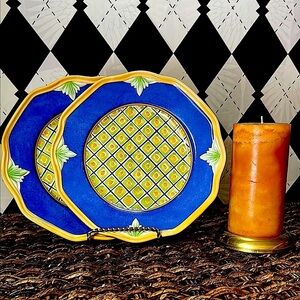 Pair of Pfaltzgraff Villa della Luna Luncheon Plates – Hand-Painted